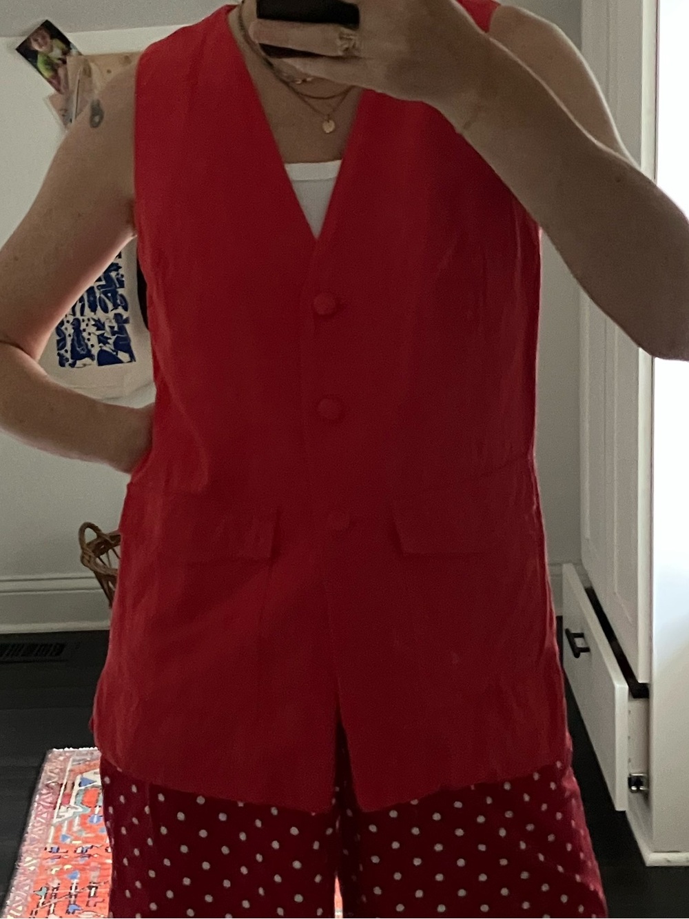 Red Button-Front Vest Top - Picture 11 of 11